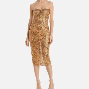 Bronx & Banco Womens Gold Giselle Strapless Sequined Midi Dress Size AU10/M US6